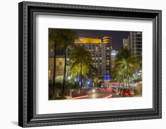 Dusk Light on Ocean Drive in South Beach in Miami Beach, Florida, USA-Chuck Haney-Framed Photographic Print