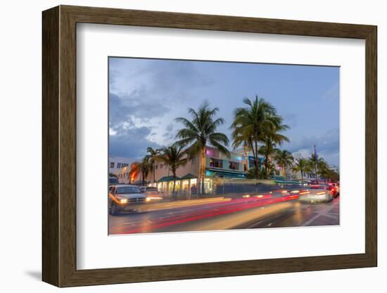 Dusk Light on Ocean Drive in South Beach in Miami Beach, Florida, USA-Chuck Haney-Framed Photographic Print