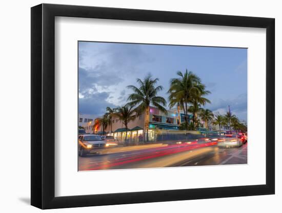 Dusk Light on Ocean Drive in South Beach in Miami Beach, Florida, USA-Chuck Haney-Framed Photographic Print