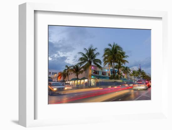 Dusk Light on Ocean Drive in South Beach in Miami Beach, Florida, USA-Chuck Haney-Framed Photographic Print