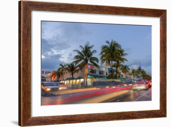 Dusk Light on Ocean Drive in South Beach in Miami Beach, Florida, USA-Chuck Haney-Framed Photographic Print