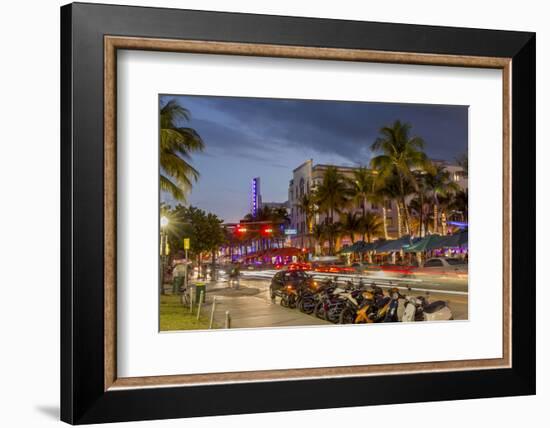 Dusk Light on Ocean Drive in South Beach in Miami Beach, Florida, USA-Chuck Haney-Framed Photographic Print