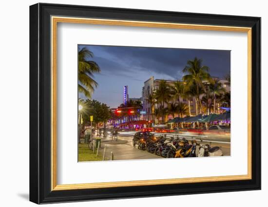 Dusk Light on Ocean Drive in South Beach in Miami Beach, Florida, USA-Chuck Haney-Framed Photographic Print