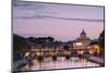 Dusk Lights on Tiber River with Bridge Umberto I and Basilica Di San Pietro in the Background, Rome-Roberto Moiola-Mounted Photographic Print