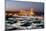 Dusk lights over the iconic markets in Jemaa el Fna square, Marrakech, Morocco, North Africa-Roberto Moiola-Mounted Photographic Print