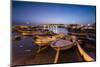 Dusk lights the harbor and the medieval old town of Gallipoli, Province of Lecce, Apulia, Italy, Eu-Roberto Moiola-Mounted Photographic Print