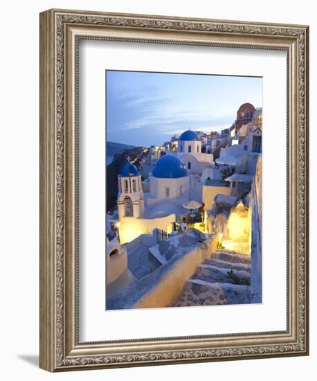 Dusk, Oia, Santorini, Cyclades Islands, Greece-Peter Adams-Framed Photographic Print