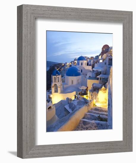 Dusk, Oia, Santorini, Cyclades Islands, Greece-Peter Adams-Framed Photographic Print