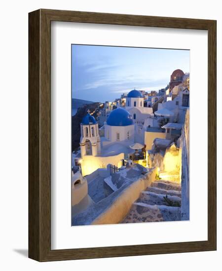 Dusk, Oia, Santorini, Cyclades Islands, Greece-Peter Adams-Framed Photographic Print