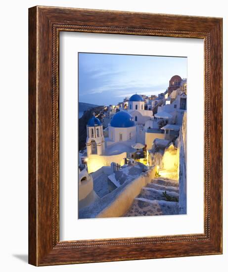 Dusk, Oia, Santorini, Cyclades Islands, Greece-Peter Adams-Framed Photographic Print