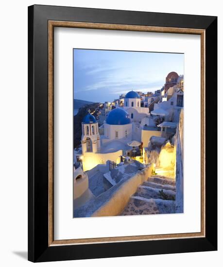 Dusk, Oia, Santorini, Cyclades Islands, Greece-Peter Adams-Framed Photographic Print