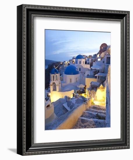 Dusk, Oia, Santorini, Cyclades Islands, Greece-Peter Adams-Framed Photographic Print