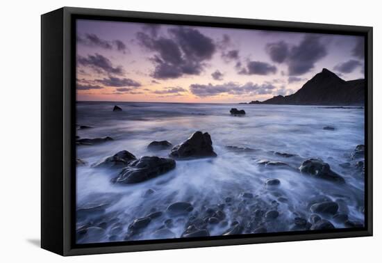 Dusk on the Rocky Shores of Speke's Mill Mouth in North Devon, England. Summer-Adam Burton-Framed Premier Image Canvas