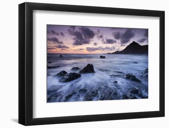 Dusk on the Rocky Shores of Speke's Mill Mouth in North Devon, England. Summer-Adam Burton-Framed Photographic Print