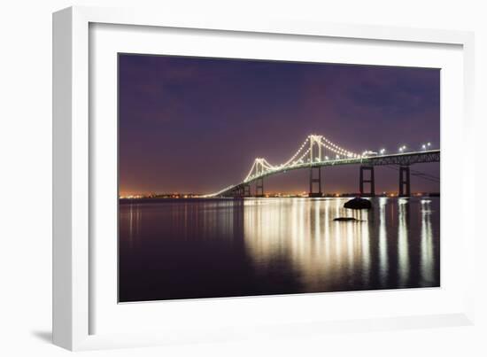 Dusk over Newport Bridge-Michael Blanchette Photography-Framed Photographic Print