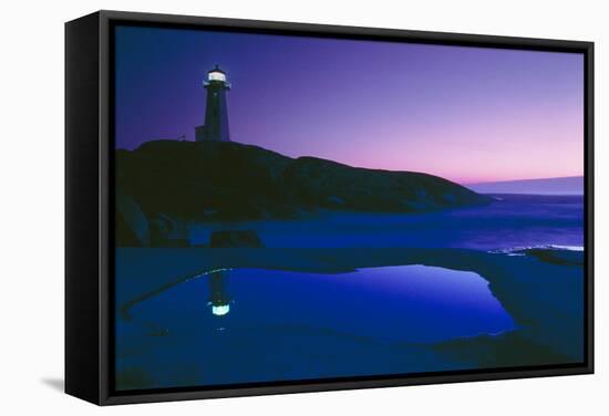 Dusk View of Lighthouse, Nova Scotia-David Nunuk-Framed Premier Image Canvas