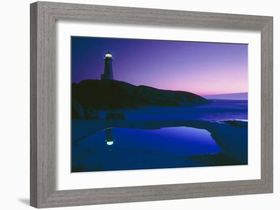 Dusk View of Lighthouse, Nova Scotia-David Nunuk-Framed Photographic Print