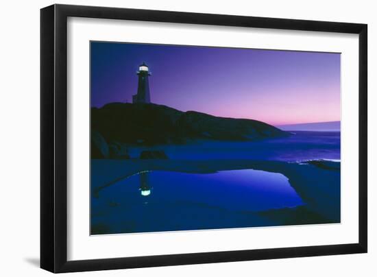 Dusk View of Lighthouse, Nova Scotia-David Nunuk-Framed Photographic Print