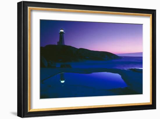 Dusk View of Lighthouse, Nova Scotia-David Nunuk-Framed Photographic Print