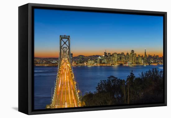 Dusk View over Bay Bridge and Downtown Skyline from Yerba Buena Island, San Francisco, California-Stefano Politi Markovina-Framed Premier Image Canvas