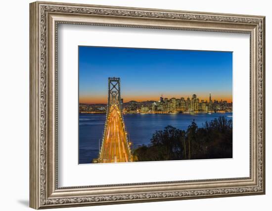 Dusk View over Bay Bridge and Downtown Skyline from Yerba Buena Island, San Francisco, California-Stefano Politi Markovina-Framed Photographic Print