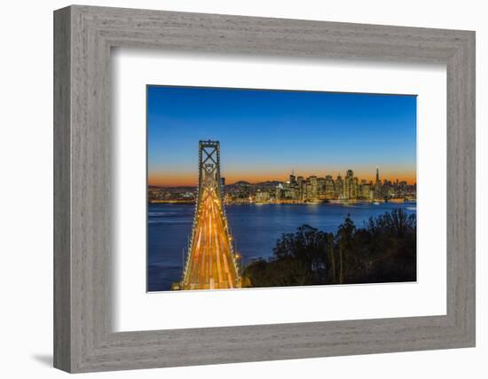 Dusk View over Bay Bridge and Downtown Skyline from Yerba Buena Island, San Francisco, California-Stefano Politi Markovina-Framed Photographic Print