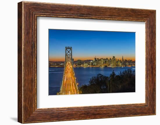 Dusk View over Bay Bridge and Downtown Skyline from Yerba Buena Island, San Francisco, California-Stefano Politi Markovina-Framed Photographic Print