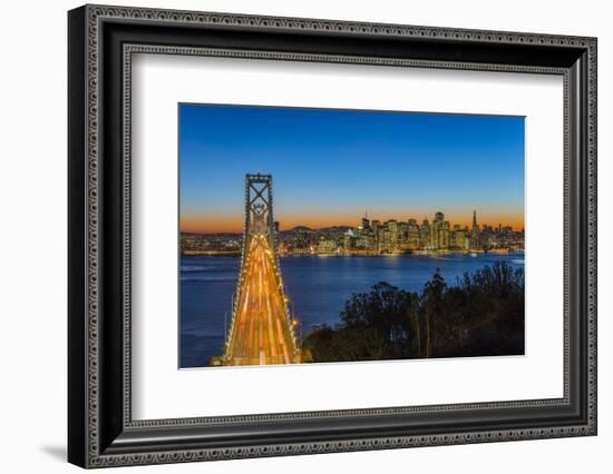 Dusk View over Bay Bridge and Downtown Skyline from Yerba Buena Island, San Francisco, California-Stefano Politi Markovina-Framed Photographic Print