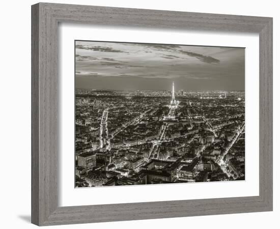 Dusk View over Eiffel Tower and Paris, France-Peter Adams-Framed Photographic Print