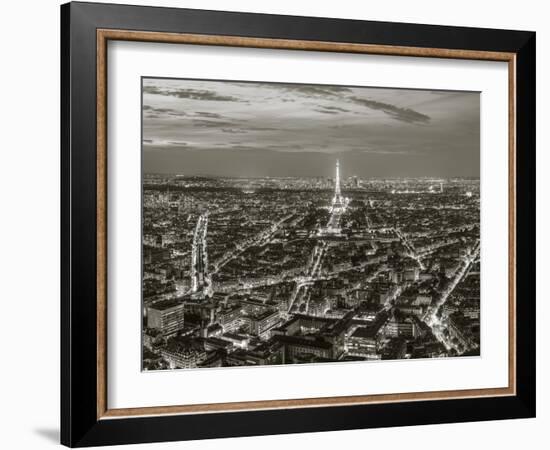 Dusk View over Eiffel Tower and Paris, France-Peter Adams-Framed Photographic Print