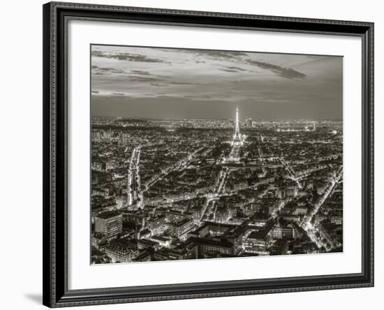 Dusk View over Eiffel Tower and Paris, France-Peter Adams-Framed Photographic Print