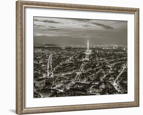 Dusk View over Eiffel Tower and Paris, France-Peter Adams-Framed Photographic Print