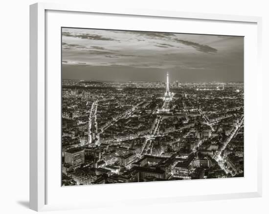 Dusk View over Eiffel Tower and Paris, France-Peter Adams-Framed Photographic Print