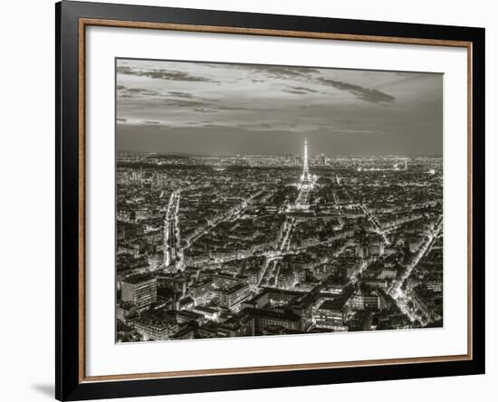 Dusk View over Eiffel Tower and Paris, France-Peter Adams-Framed Photographic Print