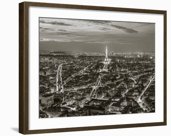 Dusk View over Eiffel Tower and Paris, France-Peter Adams-Framed Photographic Print