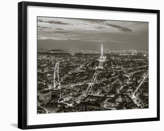 Dusk View over Eiffel Tower and Paris, France-Peter Adams-Framed Photographic Print