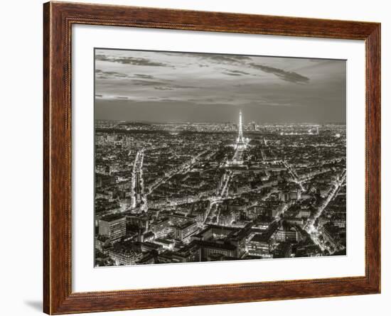 Dusk View over Eiffel Tower and Paris, France-Peter Adams-Framed Photographic Print