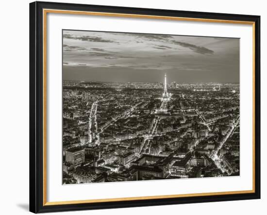 Dusk View over Eiffel Tower and Paris, France-Peter Adams-Framed Photographic Print