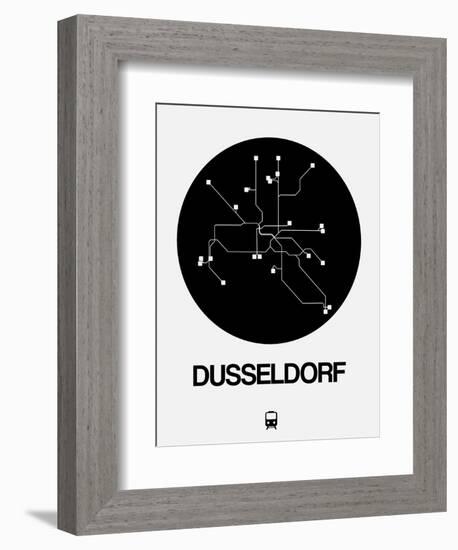 Dusseldorf Black Subway Map-NaxArt-Framed Art Print