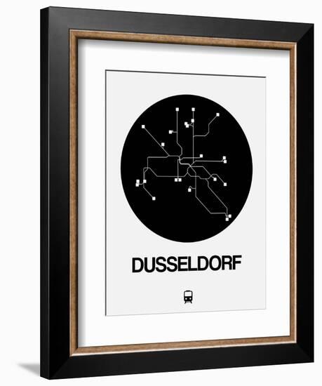 Dusseldorf Black Subway Map-NaxArt-Framed Art Print