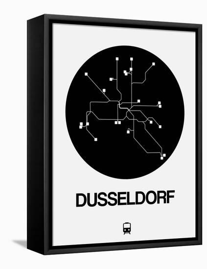 Dusseldorf Black Subway Map-NaxArt-Framed Stretched Canvas