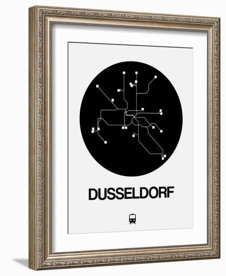 Dusseldorf Black Subway Map-NaxArt-Framed Art Print