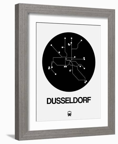 Dusseldorf Black Subway Map-NaxArt-Framed Art Print