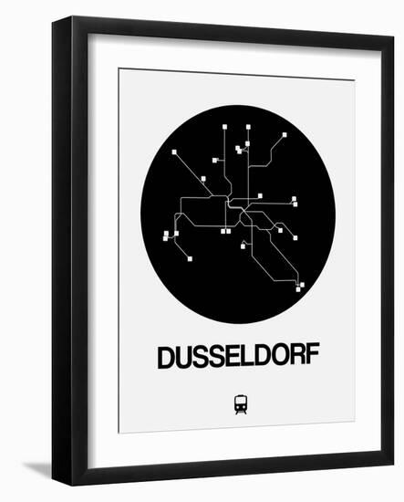 Dusseldorf Black Subway Map-NaxArt-Framed Art Print