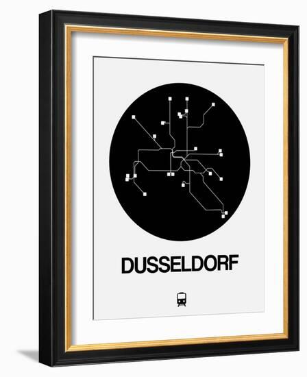 Dusseldorf Black Subway Map-NaxArt-Framed Art Print