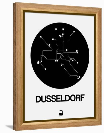 Dusseldorf Black Subway Map-NaxArt-Framed Stretched Canvas