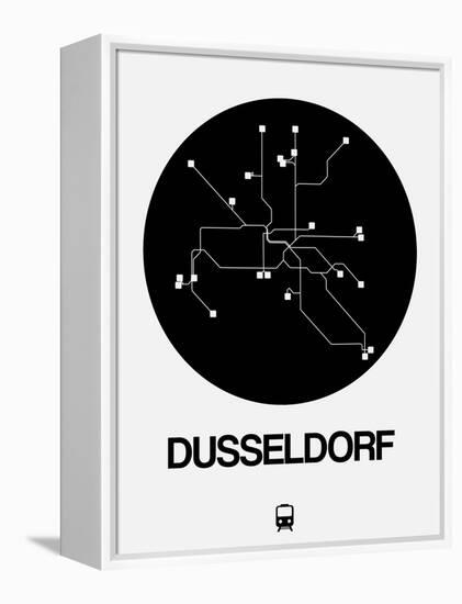 Dusseldorf Black Subway Map-NaxArt-Framed Stretched Canvas