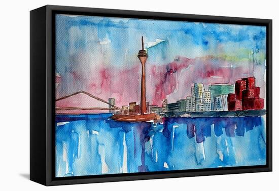 Dusseldorf Germany Media Harbour Sunset-Markus Bleichner-Framed Stretched Canvas