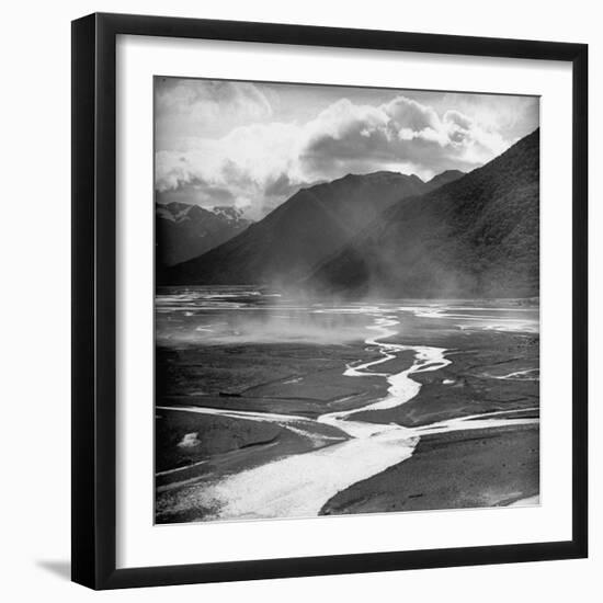 Dust Rising Up from Bed of the Waimakariri River-null-Framed Photographic Print