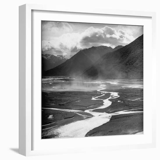 Dust Rising Up from Bed of the Waimakariri River-null-Framed Photographic Print